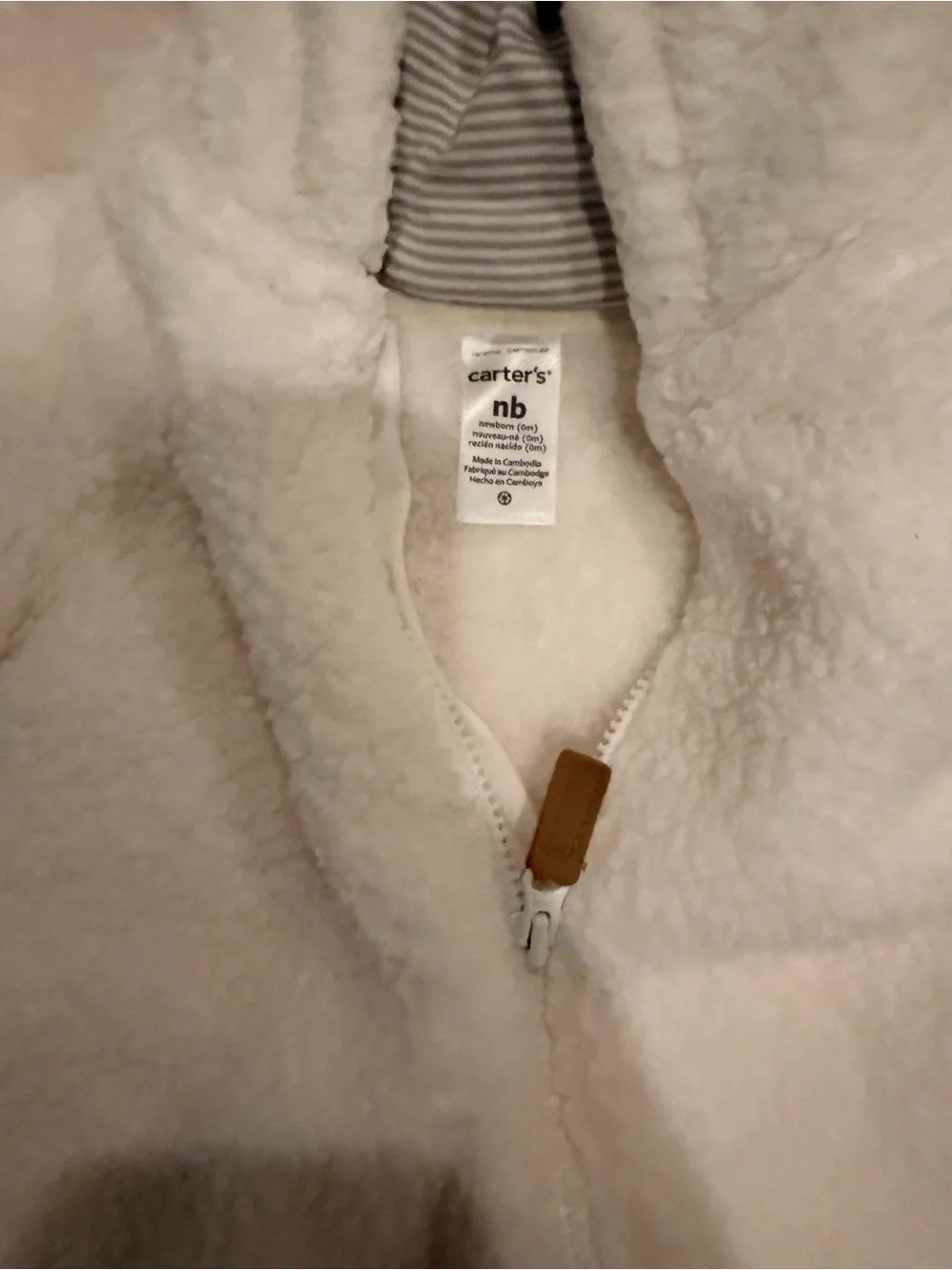 Carter's Cream Sherpa Hooded Baby Footed One-Piece